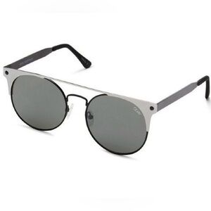 QUAY AUSTRALIA In The Crowd Metal Black Silver Round Sunglasses Women’s